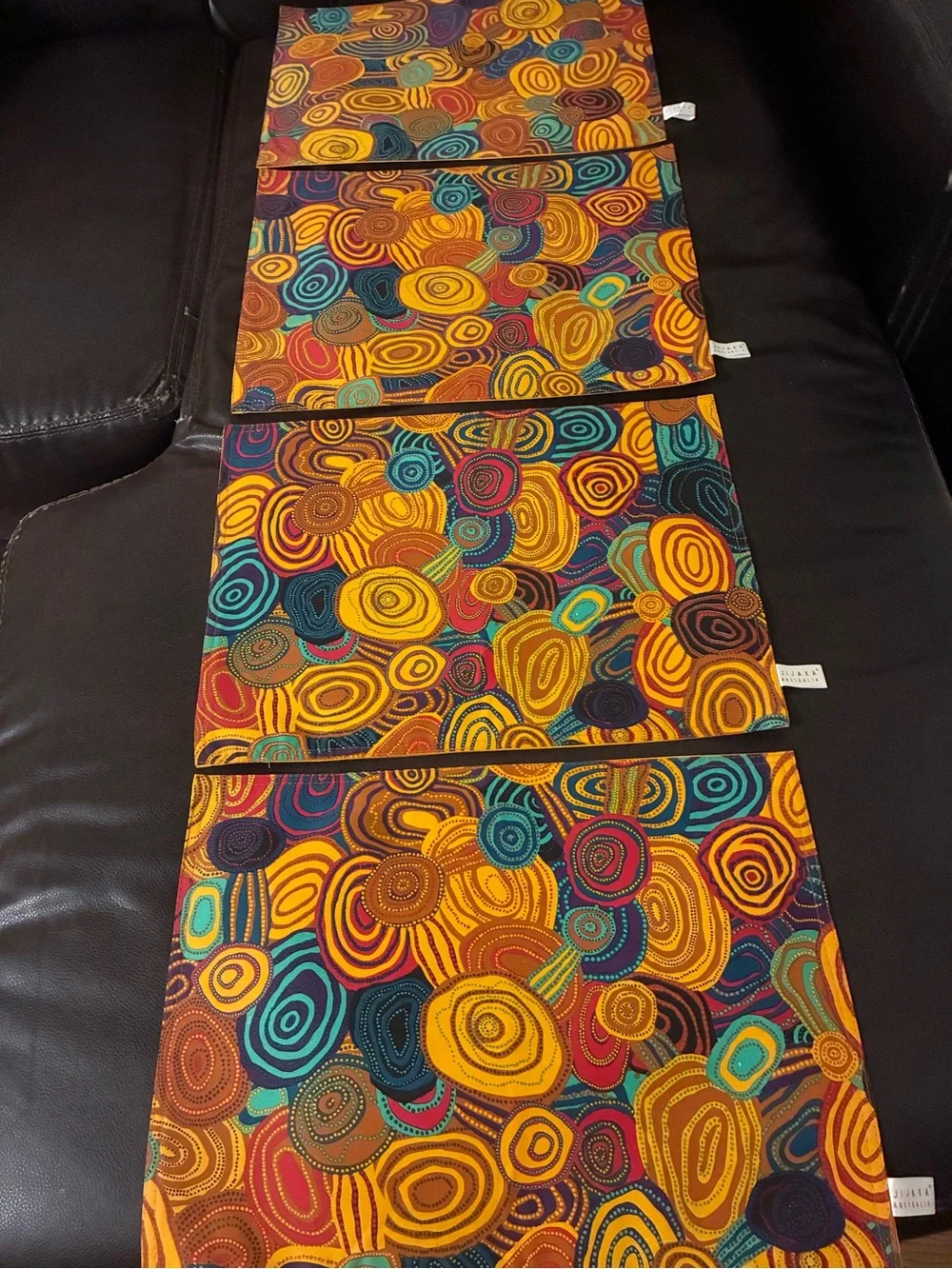 Vibrant Multi-Color Abstract Dot Print Placemats Set of 4 Size 17”X 13”